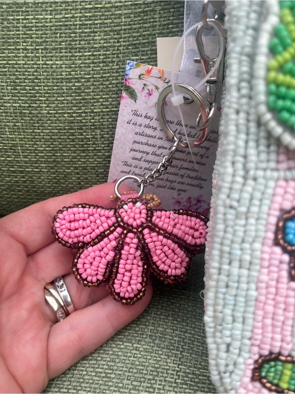 Viral Rare Caterpillar and Insect Beaded Bag with Charm. Brand new, never used. - Picture 10 of 12